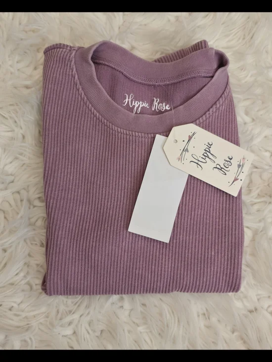 Hippie Rose Striped Crewneck Crop Tees- Set Of 2 - Picture 2 of 7